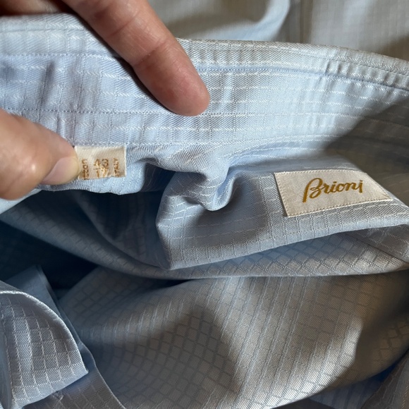 Brioni 100% Cotton Button Up Formal Dress Shirt - Men's Size 17/ 43 - Blue - Picture 5 of 9